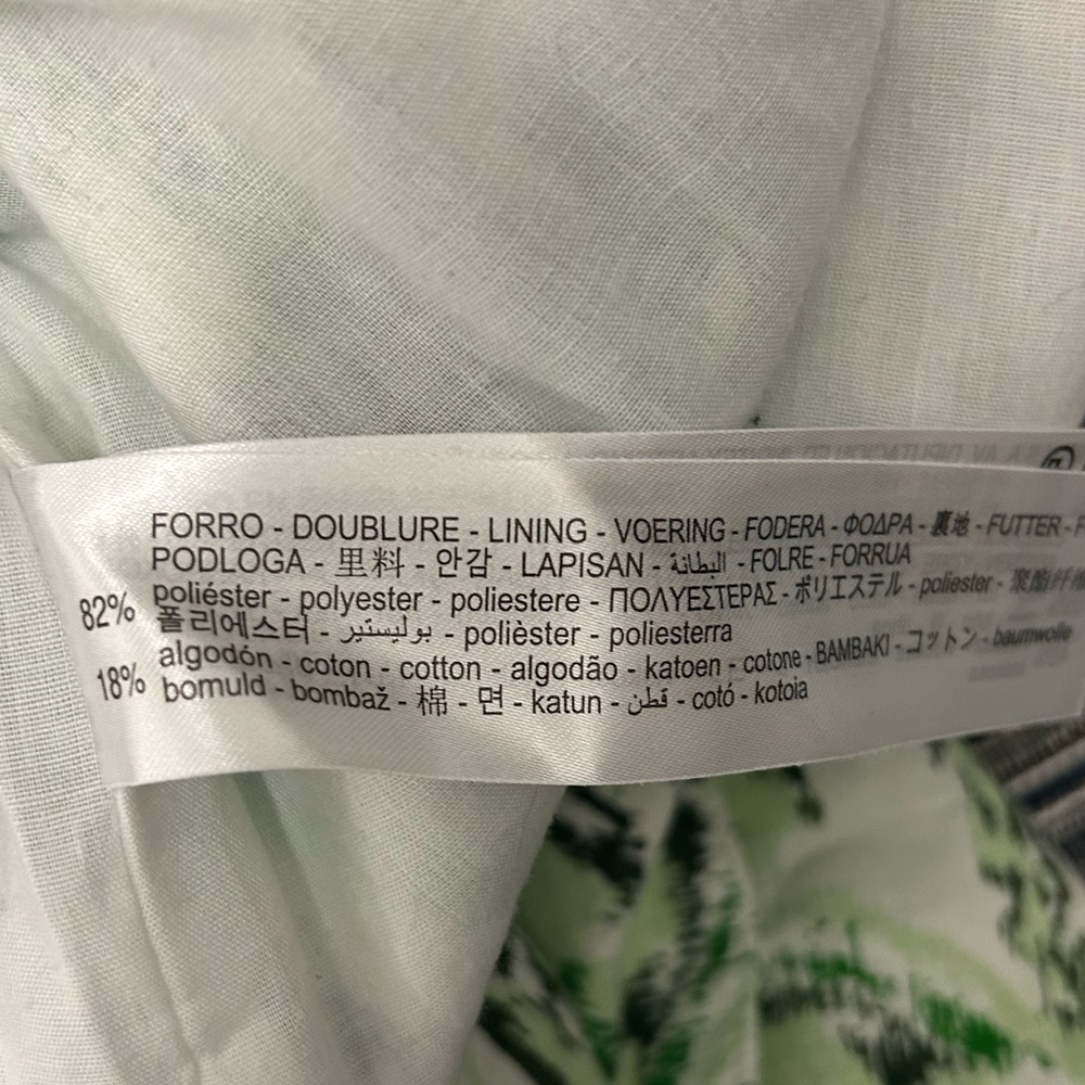 Zara Size M-L Green and White Paisley Printed Linen-Blend Lined Kimono with Belt - Picture 7 of 10